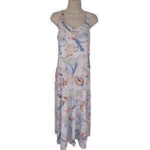 Vintage Ralph Lauren Chaps Beach Sea Shell Maxi Sun Dress Full Skirt Large